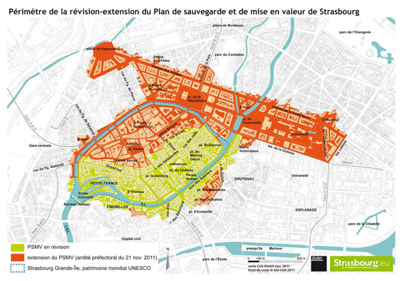 Périmètre de la révision-extension du Plan de sauvegarde et de mise en valeur de Strasbourg