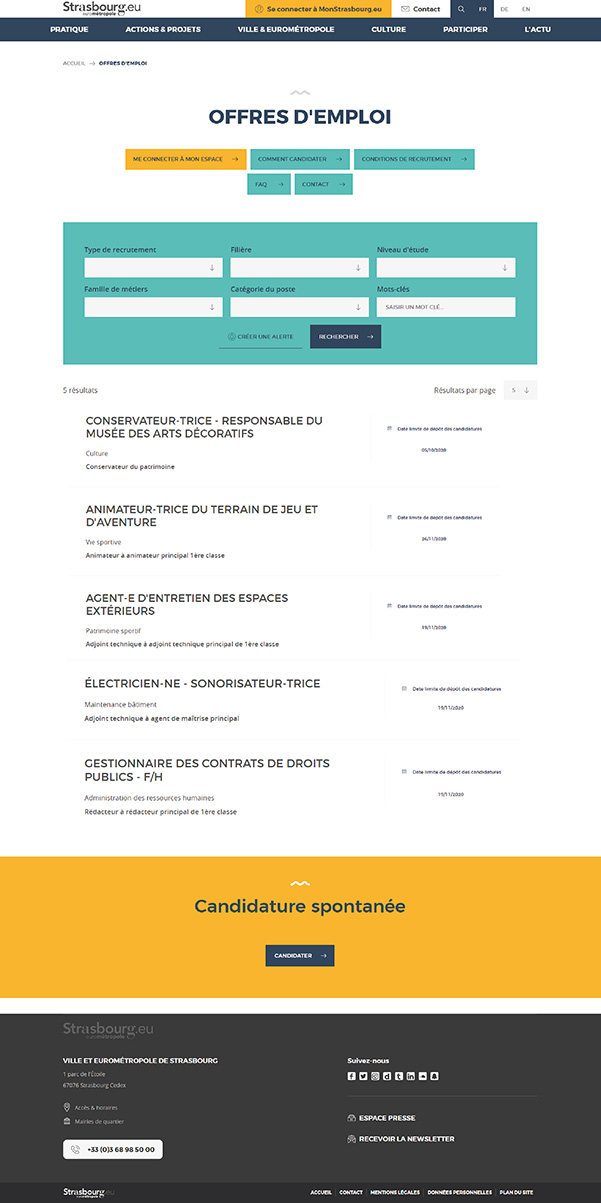 Comment candidater : Rubrique offres d'emploi