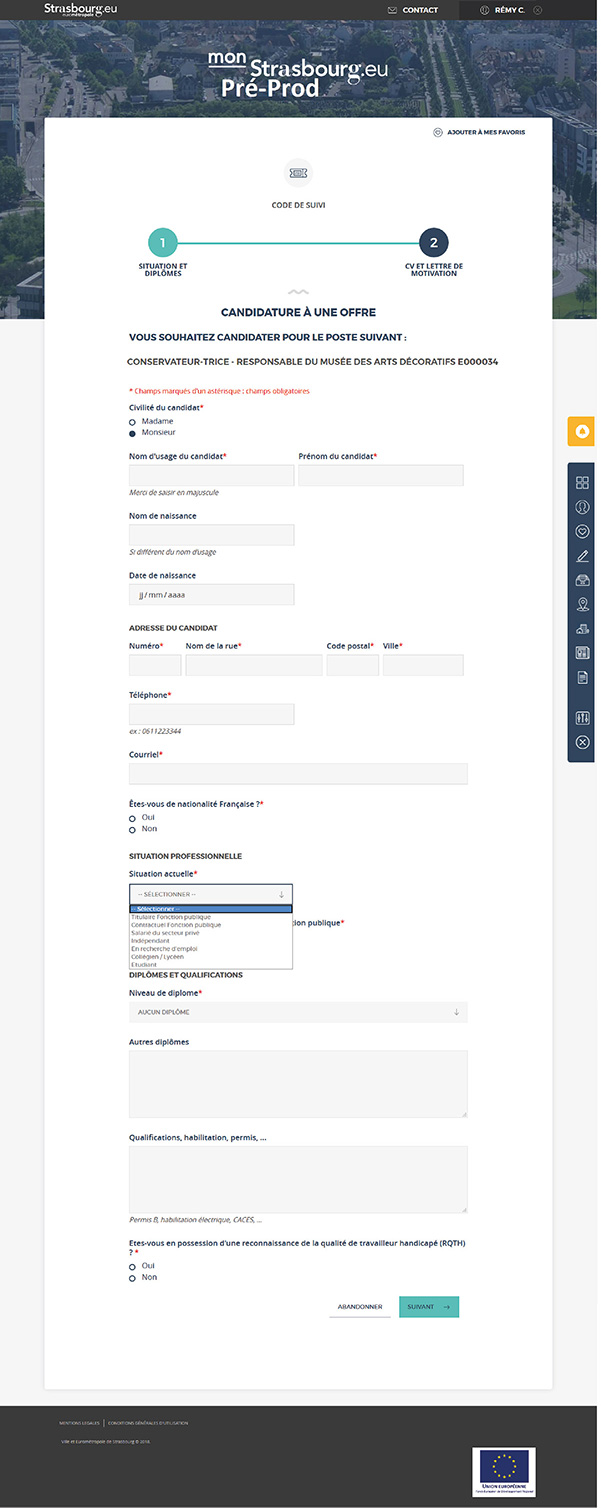 Comment candidater : Candidature 1